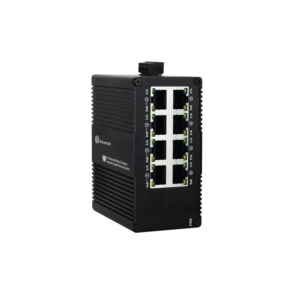 Switch ethernet industrial de 8 portas gigabit (poe): switch rj45 de 8 portas 10/100/1000mbps, switch de rede em trilho din iee802.3af/at/bt