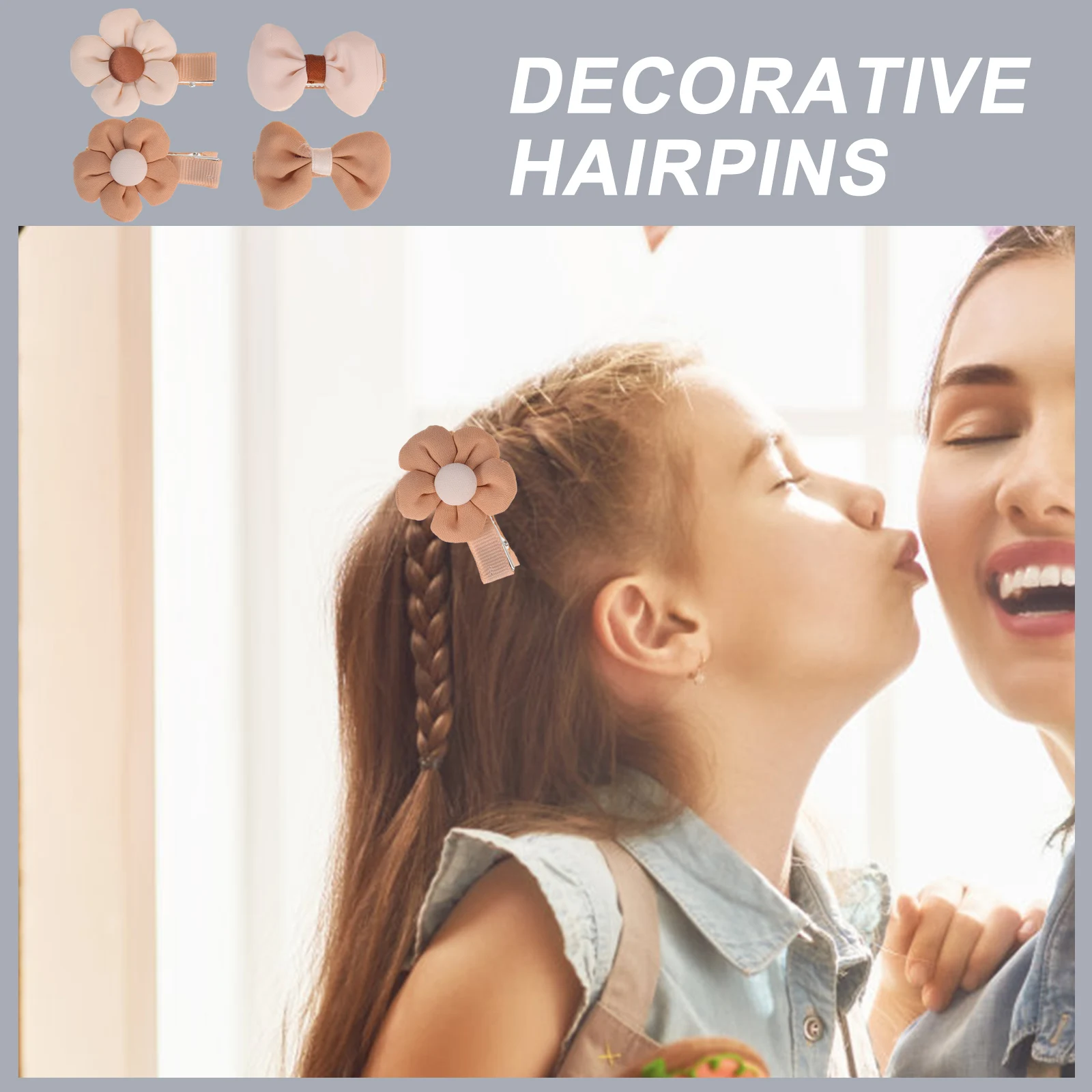 

8pcs Hair Clips Girls Toddler Bowknot Flower Shape Easy Wear Comfortable Skin Friendly Birthday Party Accessories