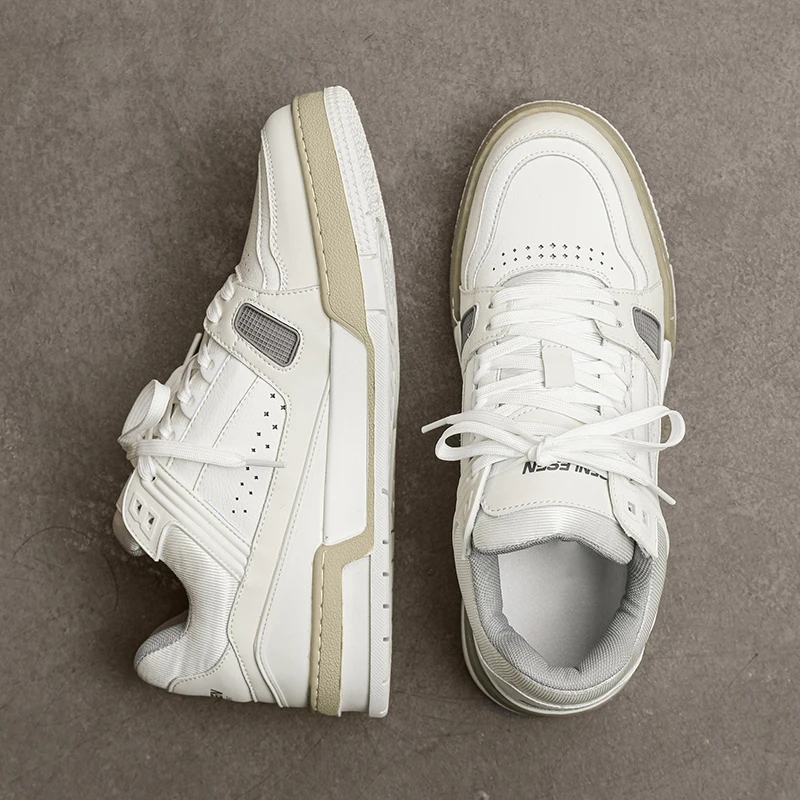 Men's Wide Plus Last Large Size Thick Soleplate Shoes Lace-up Daily Trend Versatile Casual Small White Shoes