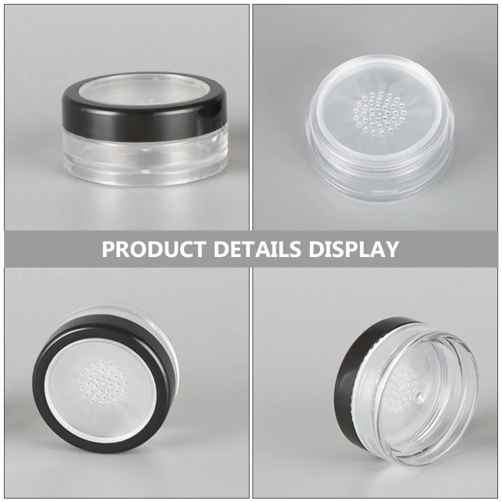 4pcs Lightweight Reusable Airtight Powder Containers for Travel, Makeup, Blush, Glitter, Talc – Screw Cap