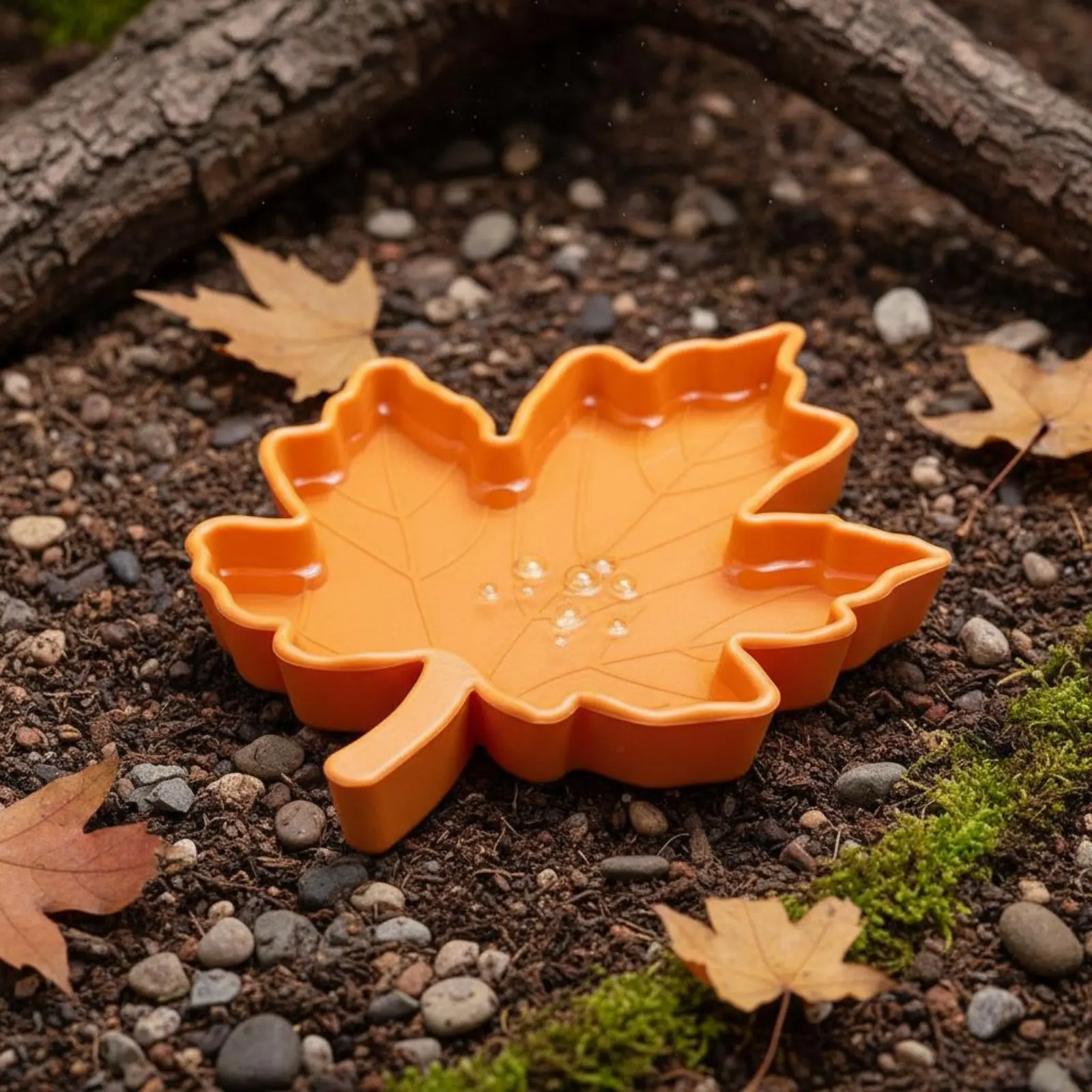 Maple Foliage Pet Bowl Natural Look Foliage Shaped Feeding Bowl Gecko Feeding Tray Long-Lasting Amphibian Food Plate Sturdy
