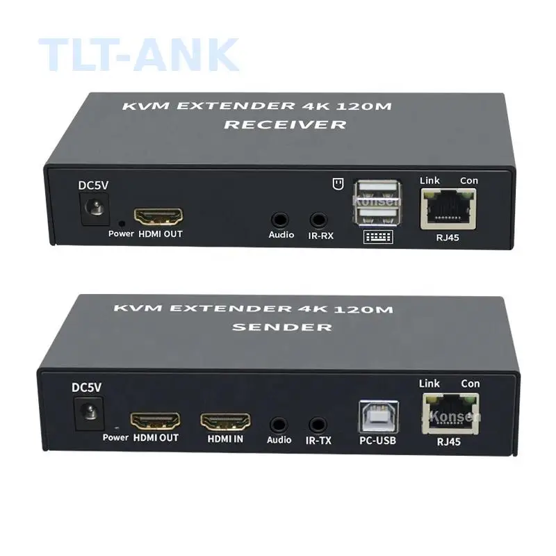 Full HD HDMI Extender 120M 4K 1080P HDMI Over Single Cat5e/6 RJ45 Lan KVM Extender with KVM USB IR Remote Control Loop Out 120M