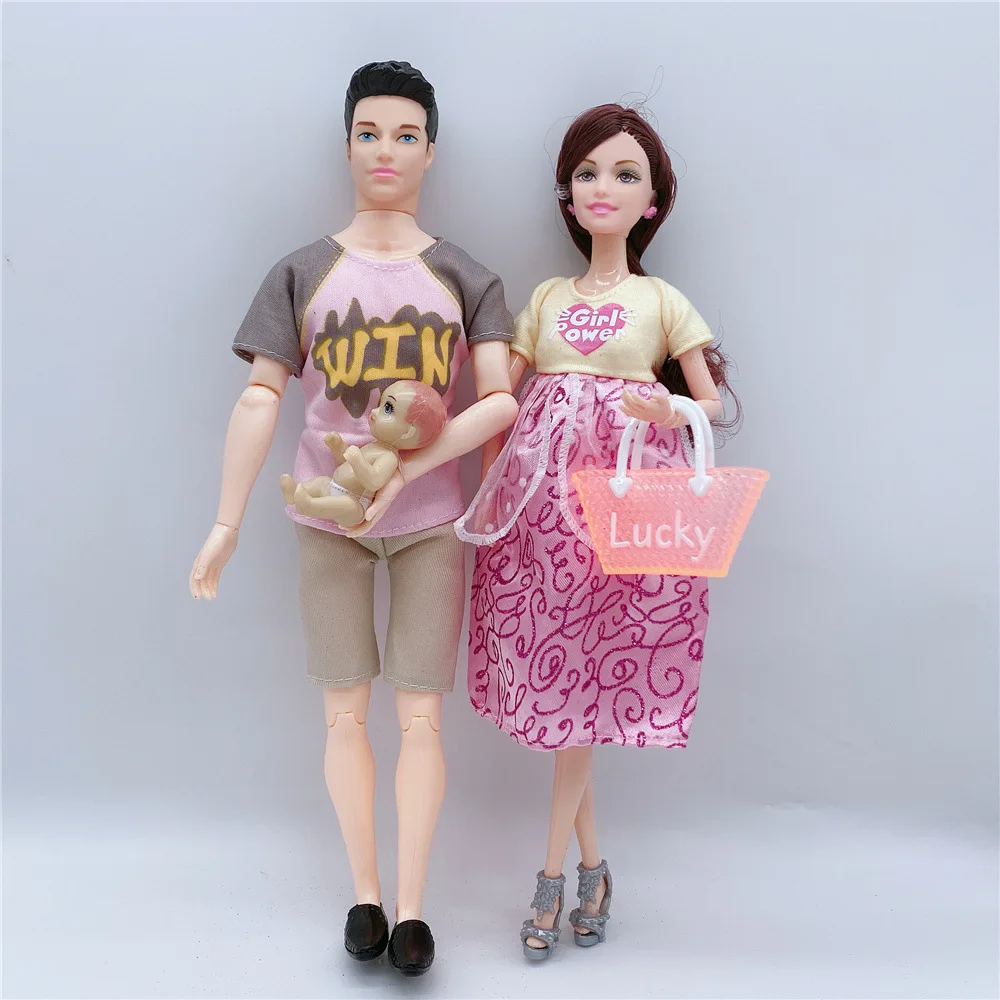 Juego De Muñecas Familiares – Mamá Embarazada, Papá Y 3 Hijos Con Accesorios Para Casa De Muñecas