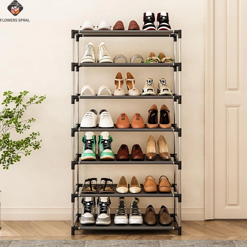 6/7-Story Household Simple Shoe Cabinet, Made Of Metal Material, Used For Storing Flat Shoes, High Heels, Etc., Saving Space
