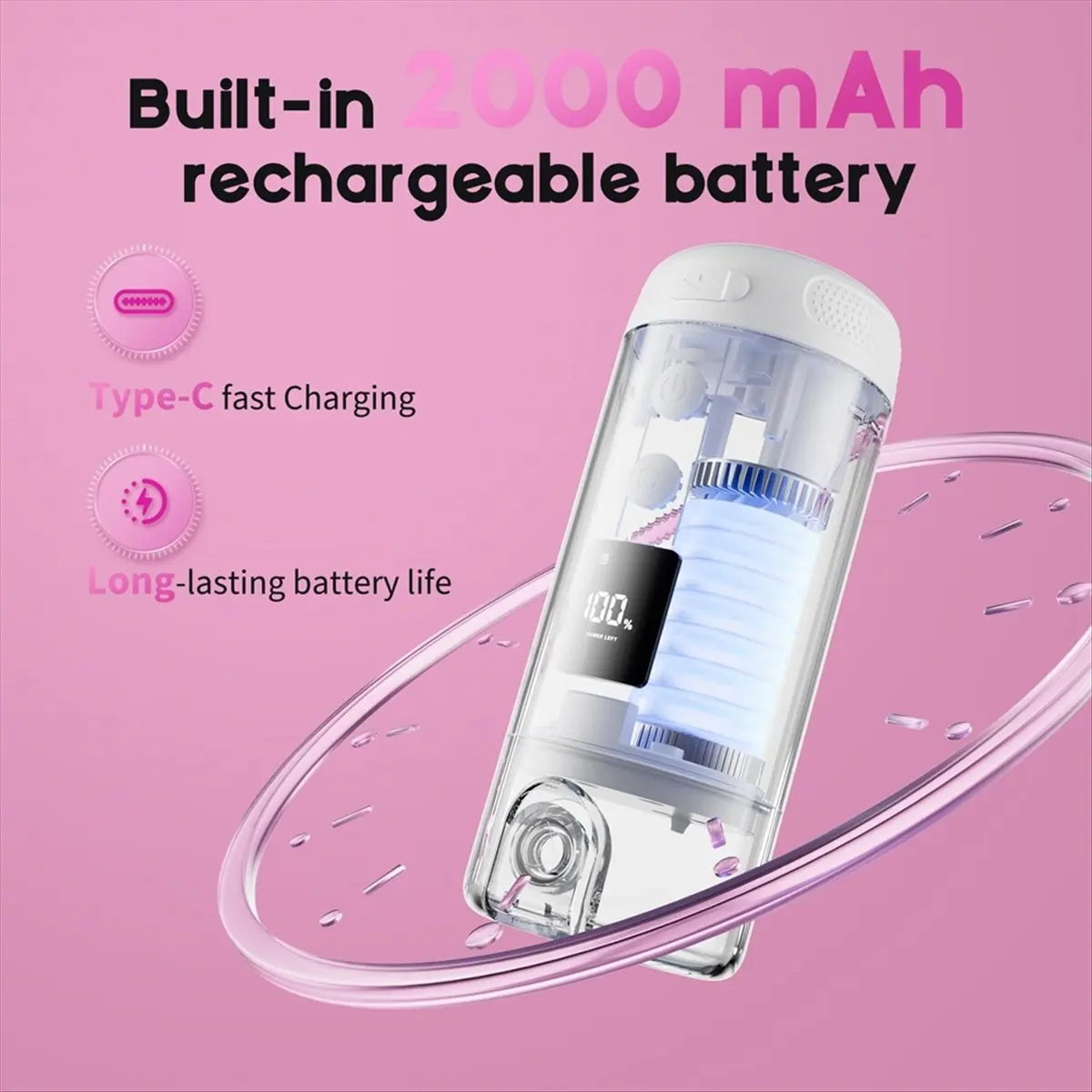 [NEW] Portable Bidet -250ml Water Tank, with 5 Sprays Modes, 2000mAh Rechargeable Electric Bib, with 8 Replaceable Nozzles