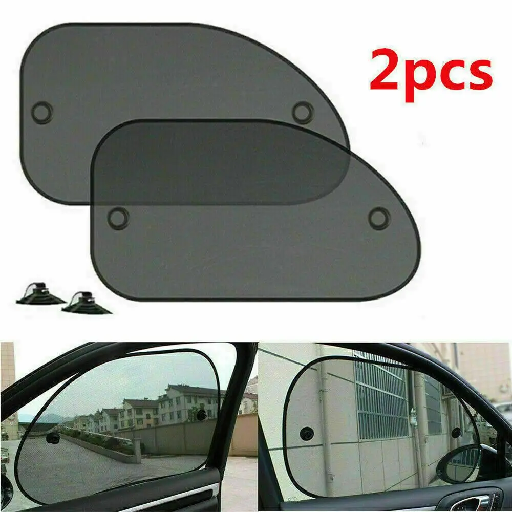 2Pcs Universal Reflector Car Sun Shades Shield Screen Windscreen Sunshades Cover Car Interior for Front Rear Window Mesh Visor