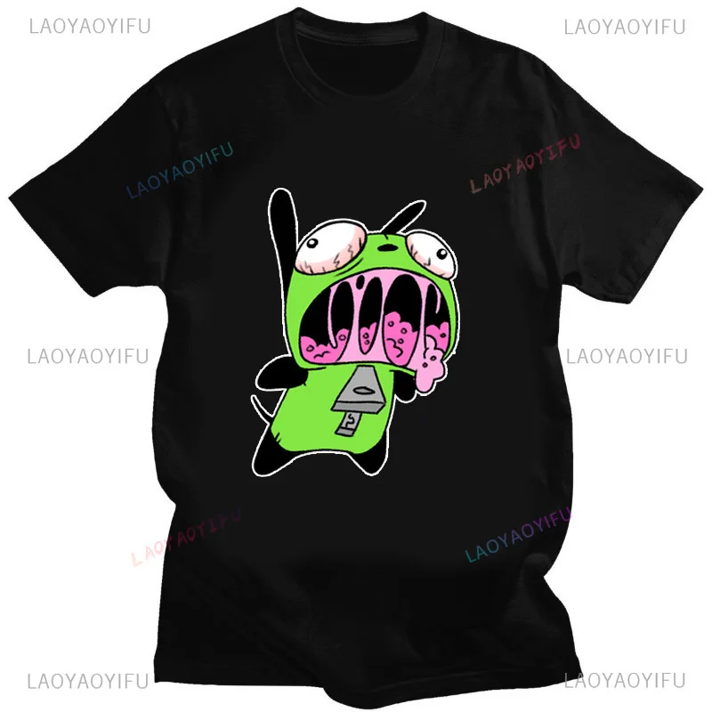 Funny Invader Zim Invader Gir Graphic Tshirt Image Men Women Cotton Camisetas Cartoon Retro Cotton Tees Lovely Streetwear Tops