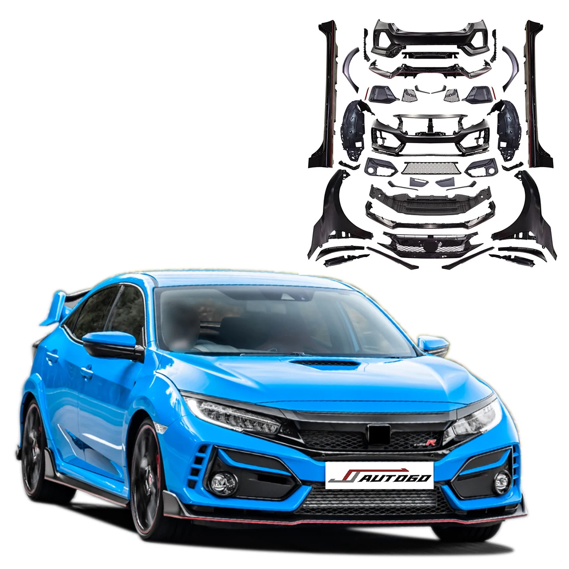 Auto Modification Conversion Body Kit for HONDA CIVIC FC1 FK7 16-20 Update to FK8 Wide Type-R Front+Rear Bumper+Fender+Skirt