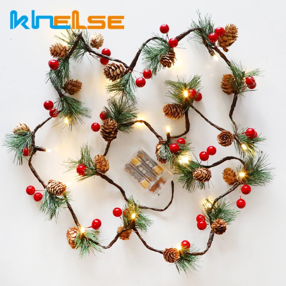 2 متر 20LED عيد الميلاد LED سلاسل الإضاءة الصنوبر المخاريط نبات اصطناعي مهرجان مصباح ديكور المنزل الدعائم عطلة الجنية أضواء