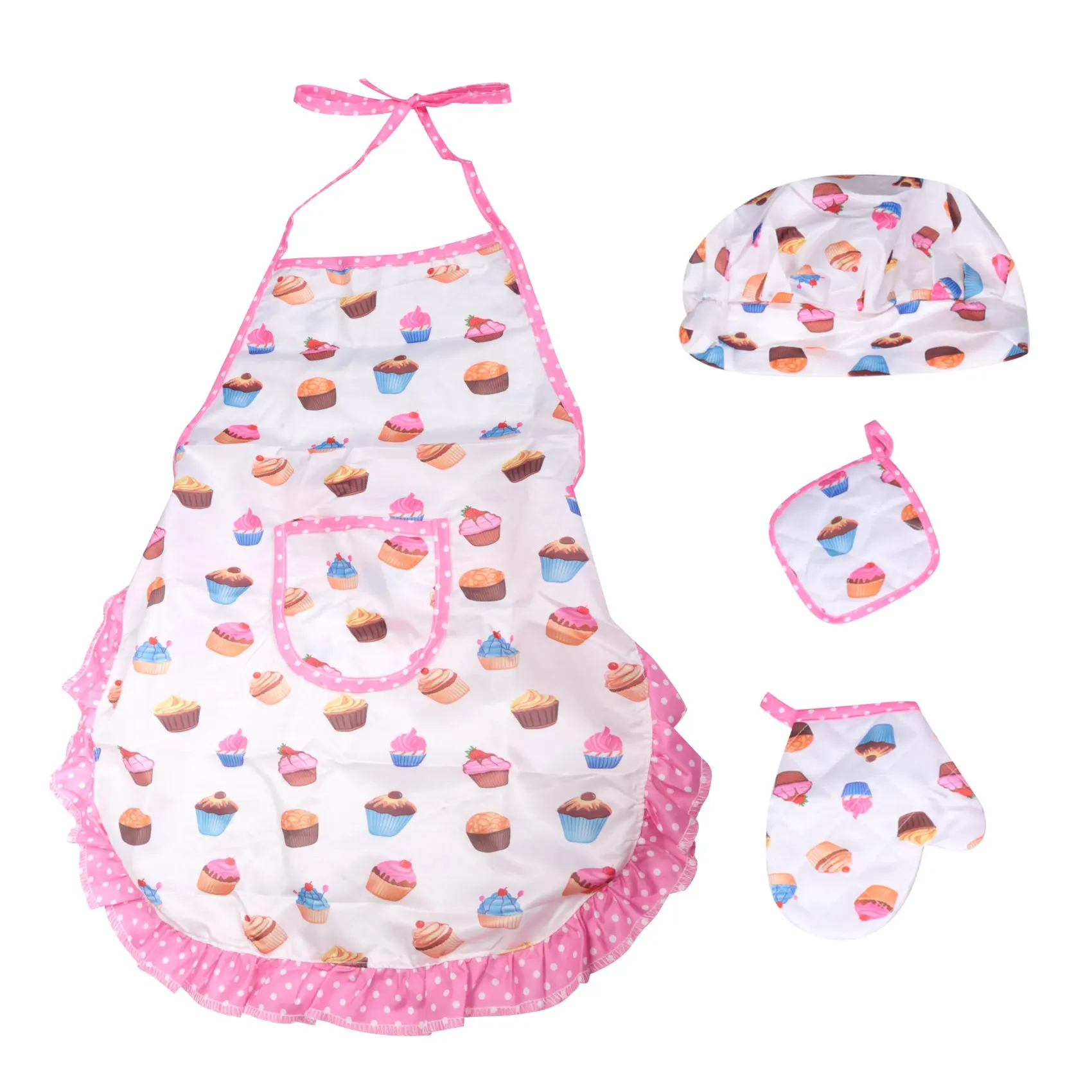 

4Pcs Kids Cooking and Baking Set Includes Apron for Little , Chef Hat, for Toddler Dress Up