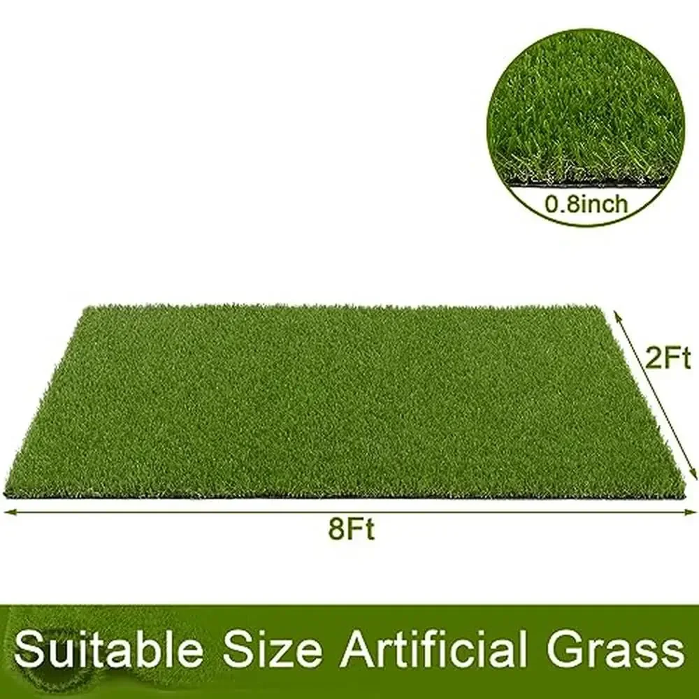 Realistic Artificial Grass Rug Outdoor 2 x 8 Ft Soft Synthetic Lawn Turf Mat Pet Training Balcony Patio Garden Decoration