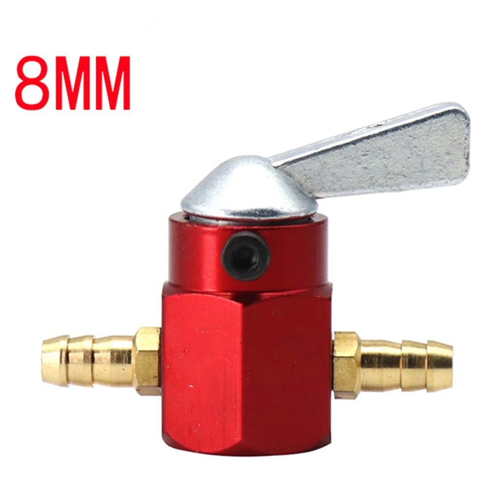 

1pc Motorcycle Inline Petrol On-Off Fuel Tap Gas Petrol Valve Switch Petcock 8mm Red Easy Installation Aluminum Alloy