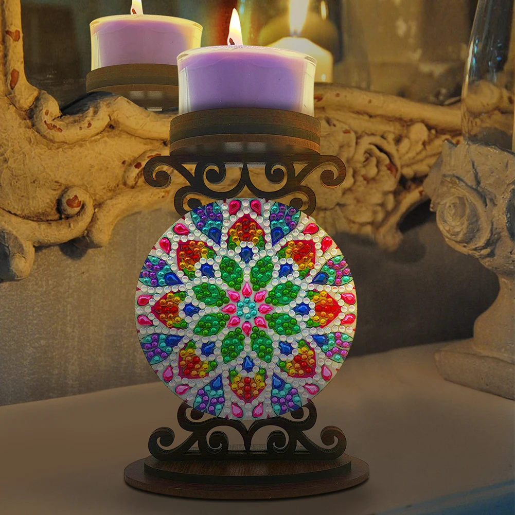 Flower Diamond Painting Candle Holder Ornaments Tabletop Candlestick Holder Ornaments Aromatherapy Candle Holder for Art Crafts