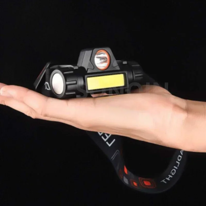 Powerful LED  Headlamp USB Rechargeable Headlight Alloy Outdoor Waterproof Head Lamp High Lumen Head Torch