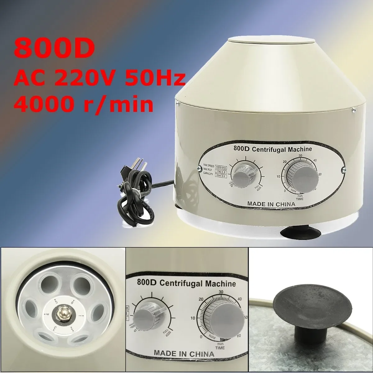 800D Electric Medical Lab Laboratory Centrifuge 4000 r/min +  European Plug Converter