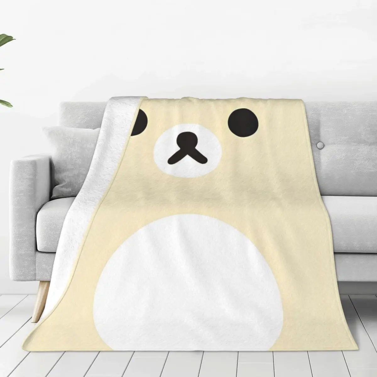 Rilakkuma Cartoon Super Warm Blanket Travel Plush Throw Blanket Graphic Living Room Flannel Bedspread Sofa Bed Cover