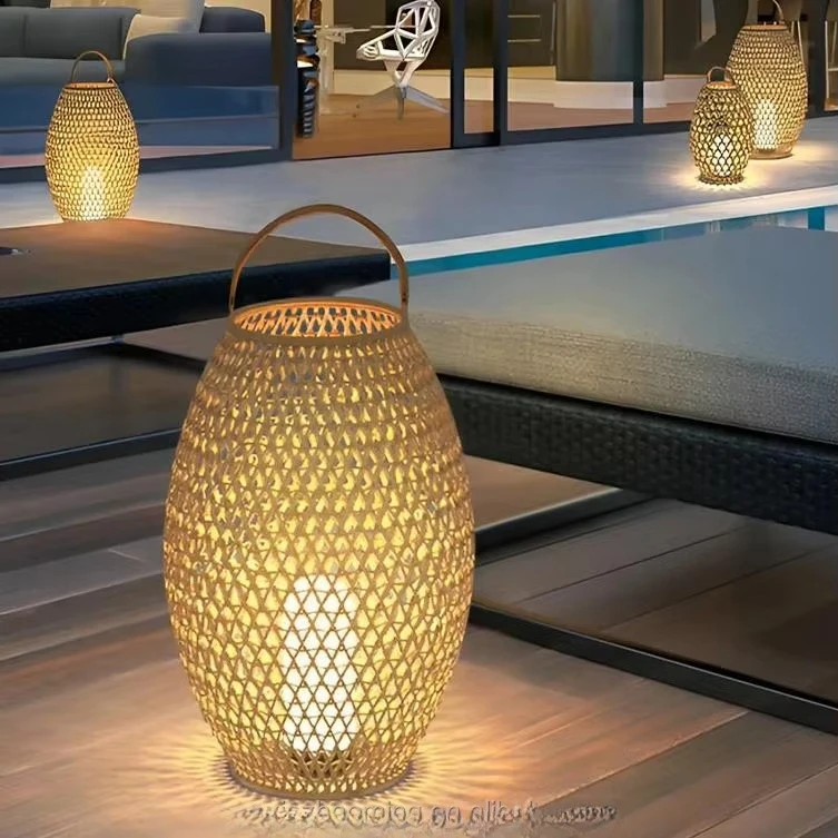 Outdoor lantern waterproof chewing gum rattan electric 3000K decorative activity landscape dew