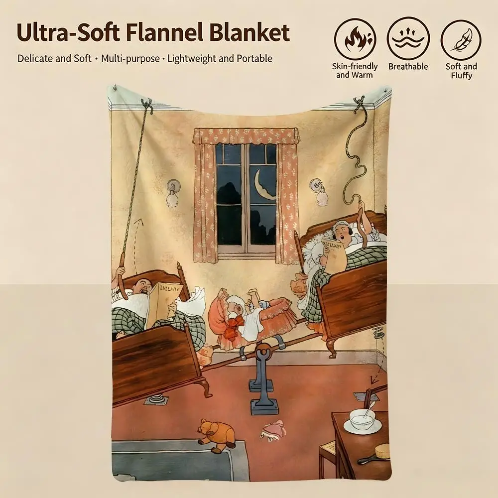 artist W-William Heath Robinson-n Throw Warm Soft Flannel Blanket, Multi-use for Sofa Bed Camping Travel Nap