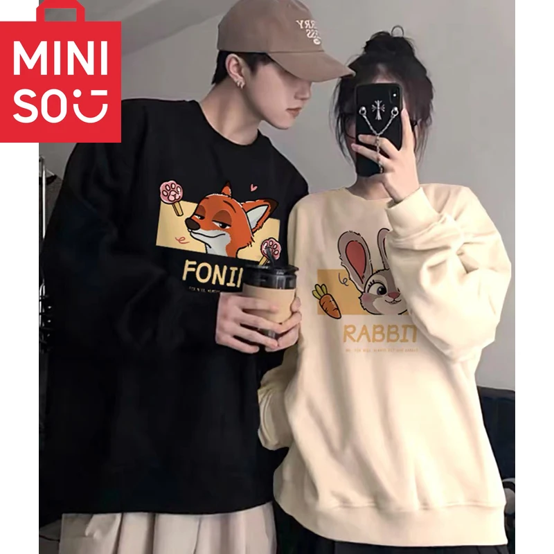 

Couple's long sleeved hoodie with hat couple's round neck hoodie Zootopia anime hoodie casual loose fitting couple's top