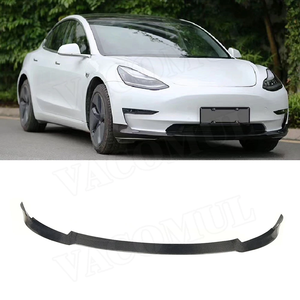 

VACOMUL Carbon fiber Car Front Bumper Lip Splitters Spoiler Body Kits for Tesla Model 3 2018 2019 2020 2021 2022