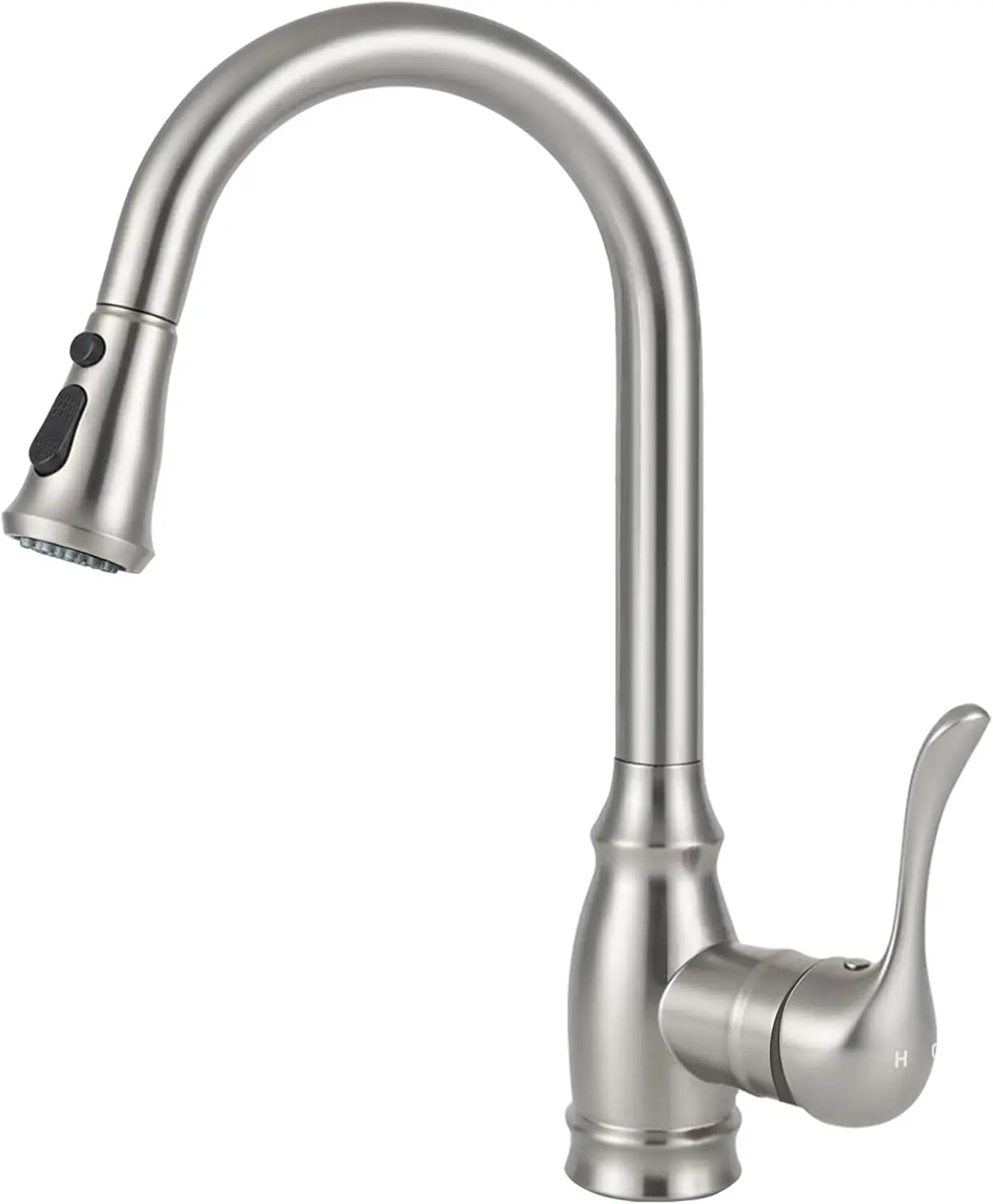 

High Arc Single Handle Kitchen Faucet with Pull Down Sprayer, 2-Function 360° Swivel Stainless Steel in Brushed Nickel