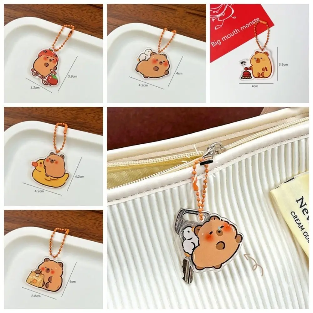 Adorável acrílico capivara acrílico chaveiro bonito engraçado kapibara saco pendurado criativo dos desenhos animados capibara pingente mochila decoração