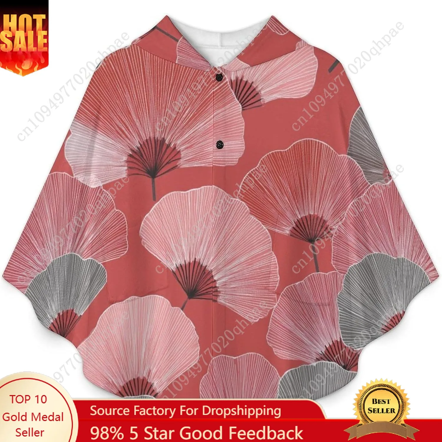 Comodo maglione coperta in flanella, felpa con cappuccio oversize vintage con foglie di ginkgo con tasche per bambini e adolescenti