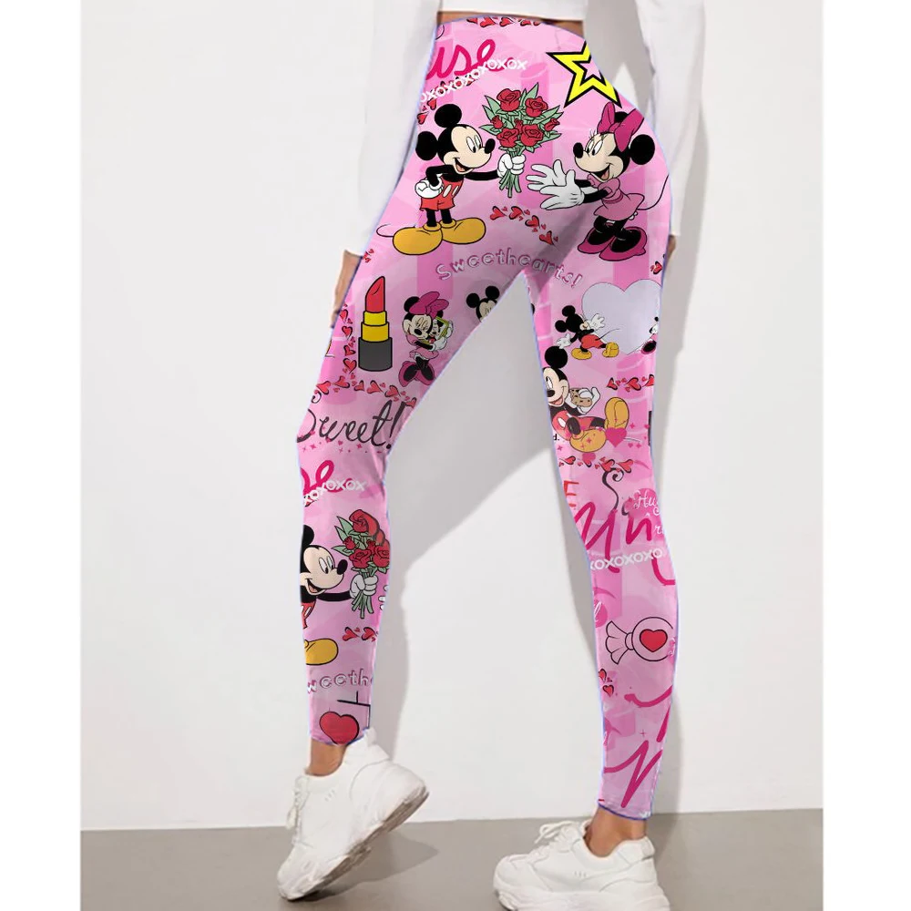 Disney Mickey Mouse Minnie Print Slim-Fit elastische Taille Strumpfhosen Damen Casual Leggings tägliche Arbeit Reisekleidung