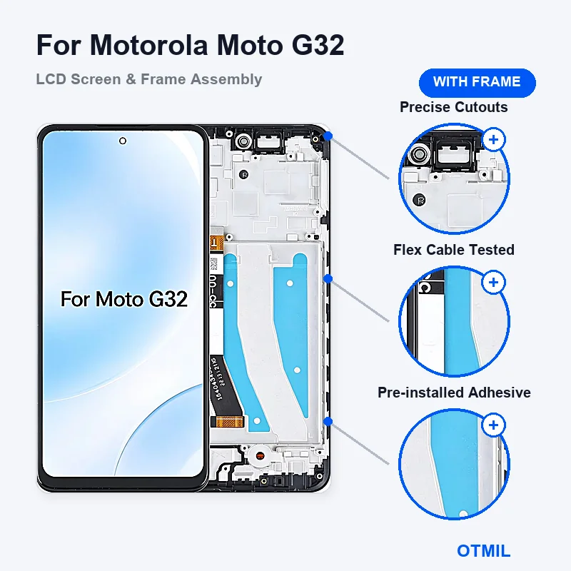 For Motorola MotoG32 Xt2235 2 Xt2235 3 Lcd Display Original Pressed Fully Tested Replacement Parts Digitizer Assembly With Frame