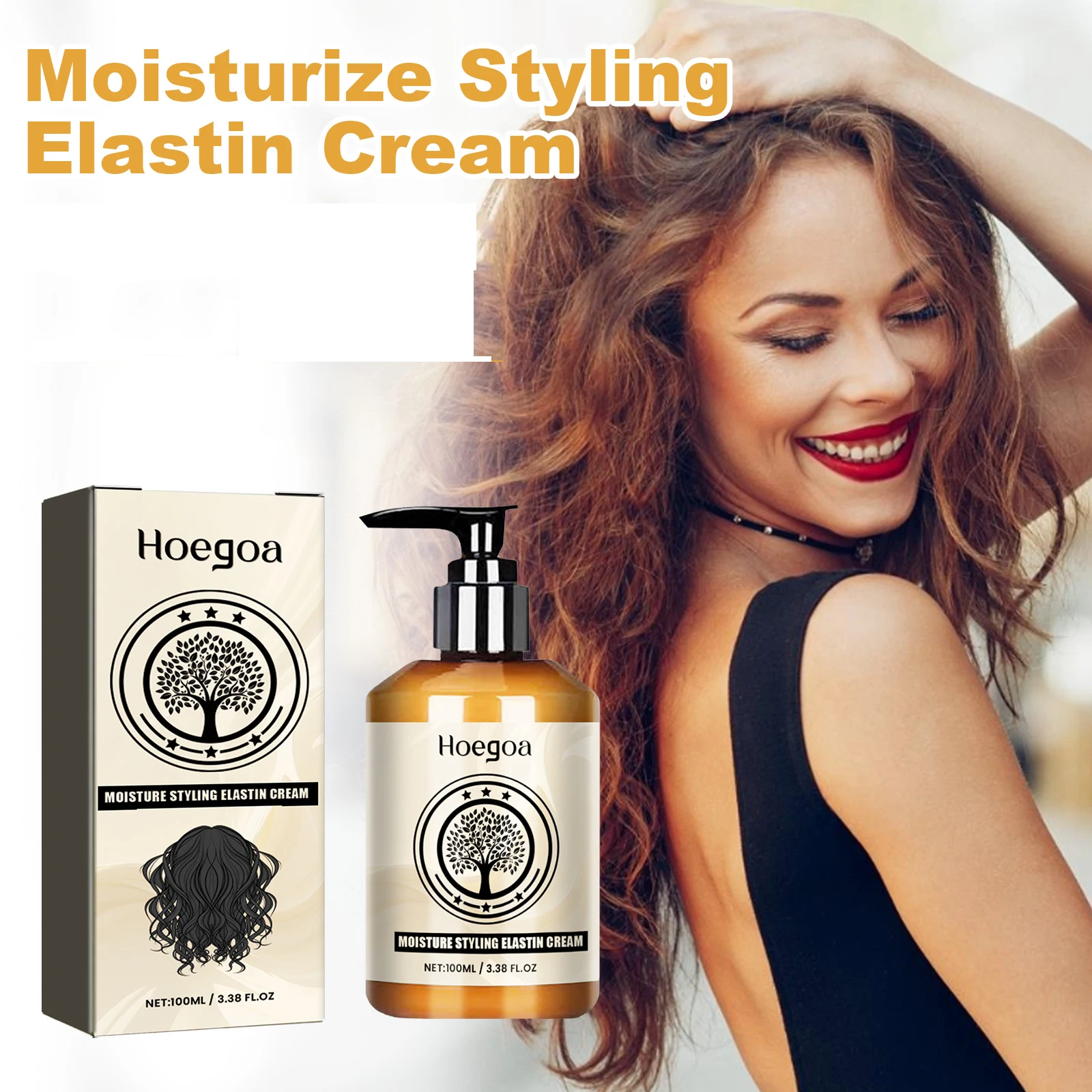 

Hoegoa Moroccan curly hair moisturizing mousse: curly hair volumizing, shiny, natural, fluffy, styling & caring conditioner