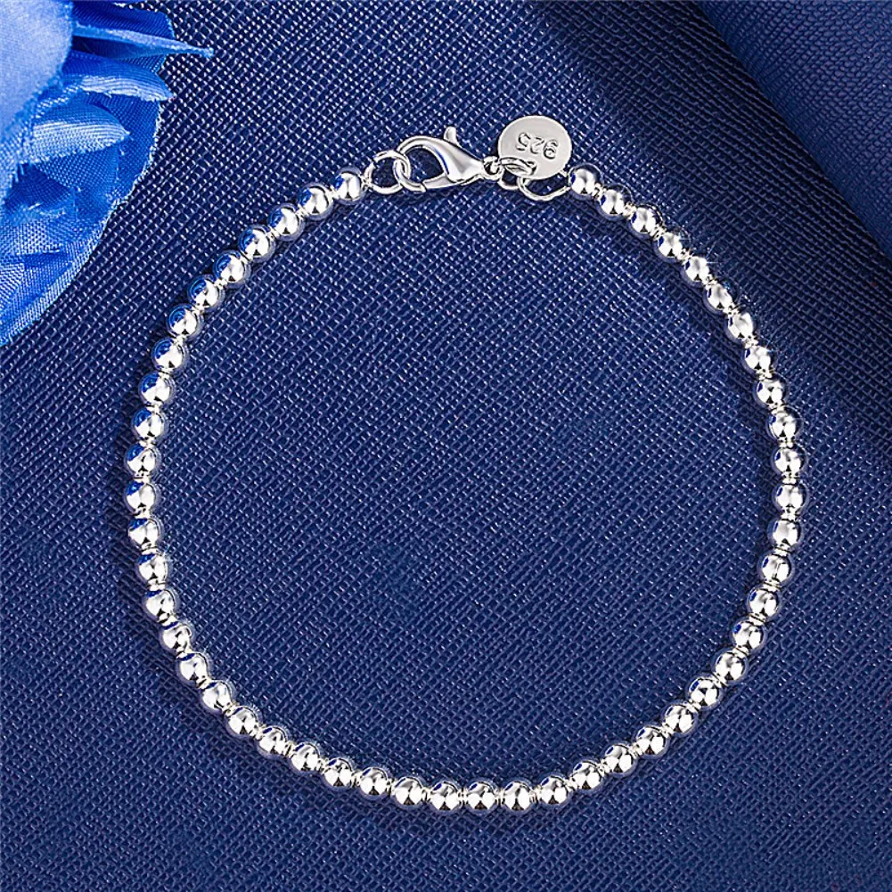 Gorący ładny prezent świąteczny 925 srebro charms 4MM koraliki bransoletki dla kobiety popularne marki biżuteria moda wesele