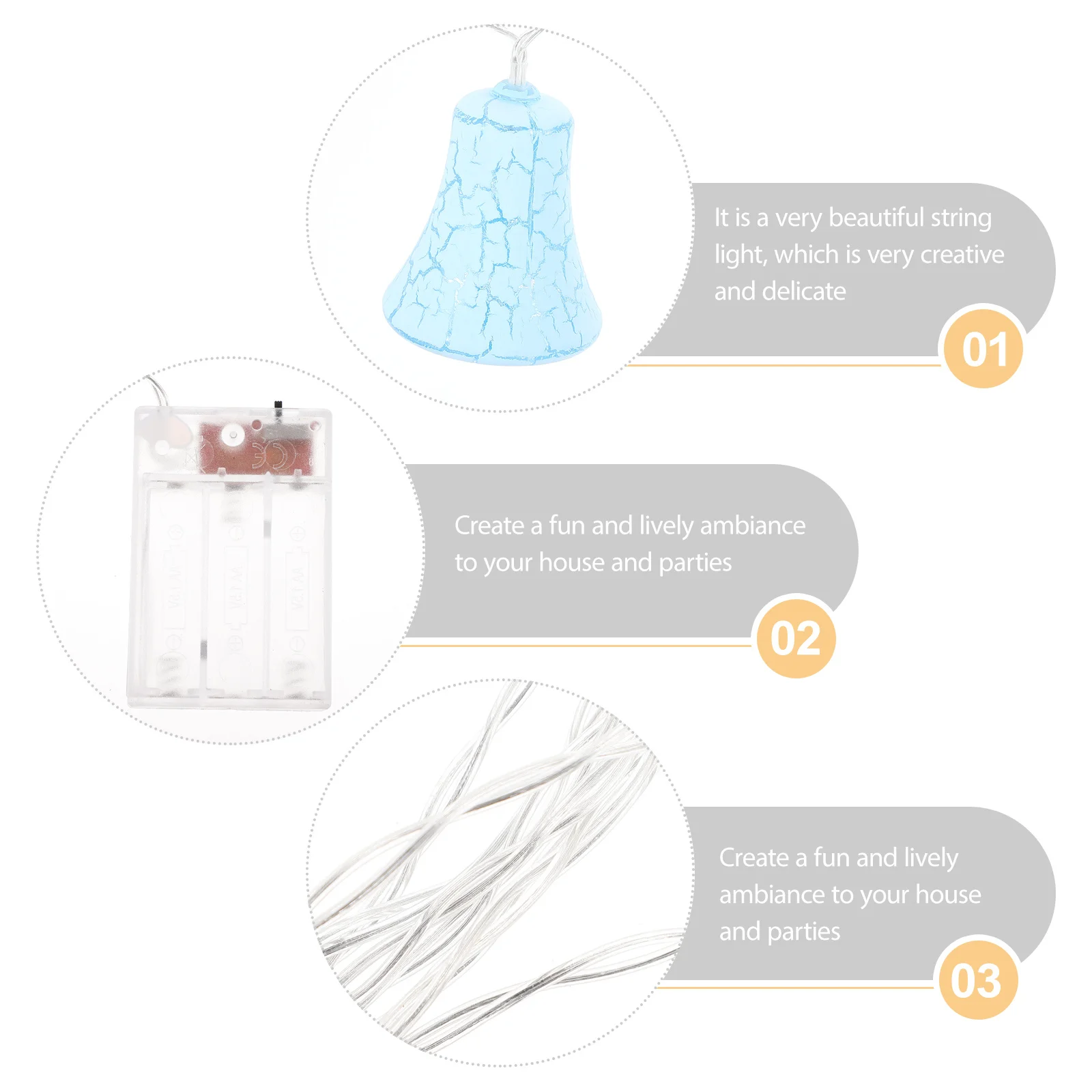 

1Set Crack Pattern Bell String Lamp Creative LED Decorative Light for Outdoor Party Garden Home Use Scene Adornment