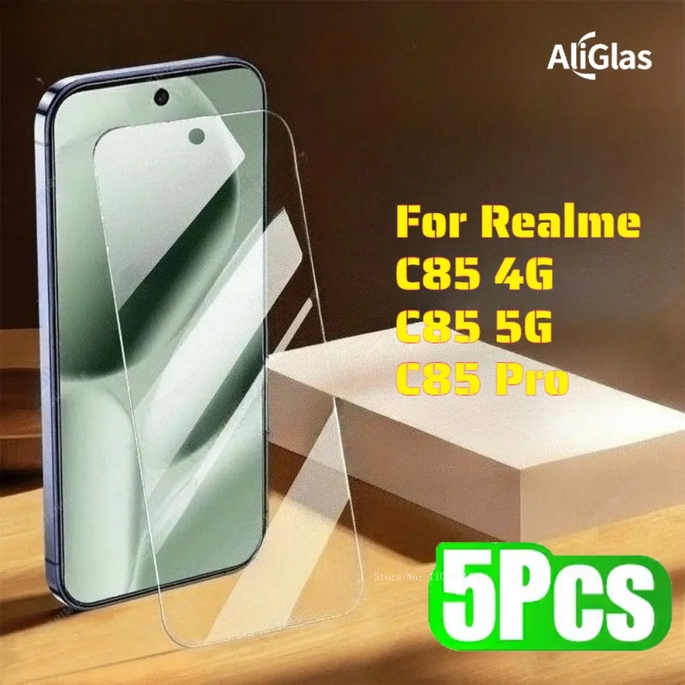 

5pcs 99.99% Clear HD Tempered Glass Film For Realme C85 4G C85 5G C85 Pro Screen Protector Film 9H Anti Scratch Anti Fingerprint