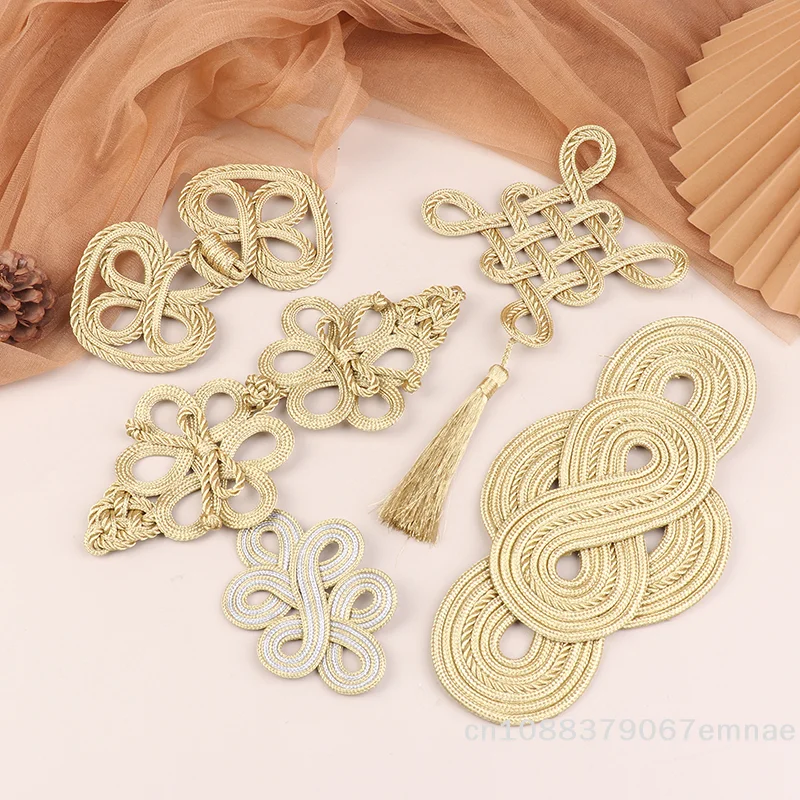 

Винтажные китайские пуговицы-узелки ZYAS с золотой кружевной отделкой для декора ципао, танцевальных платьев, аксессуары для шитья своими руками [ZYS]