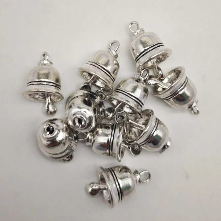 Julie Wang 25PCS Small Bell Shape Charms Antique Silver Color Alloy Pendant Jewelry Making Necklace Bracelet Findings Accessory