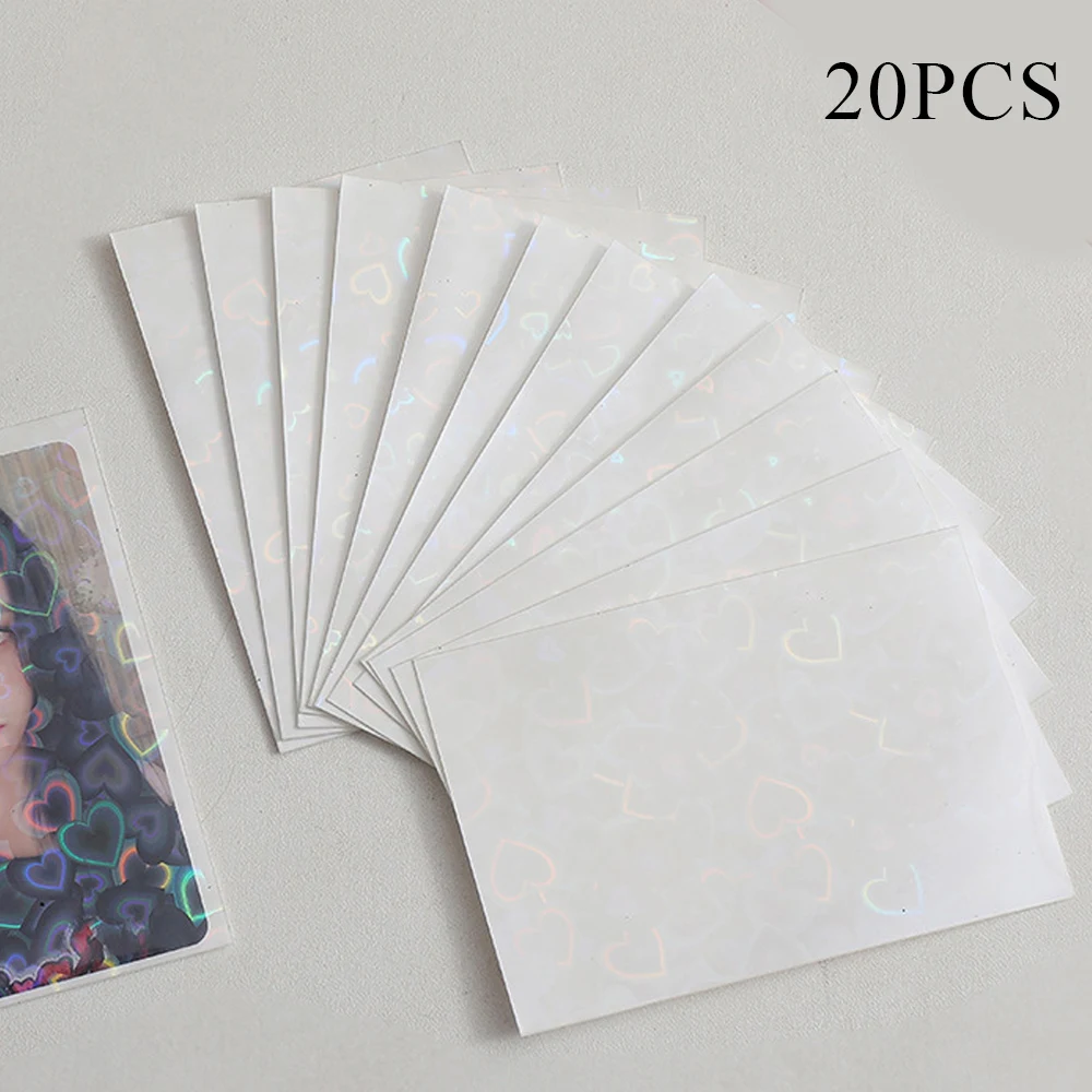 20pcs/pack Flat Card Sleeve Laser Love Card Sleeves INS Photo Cover  Korean Toploader Idol Photo Cards Protective Storage Cases
