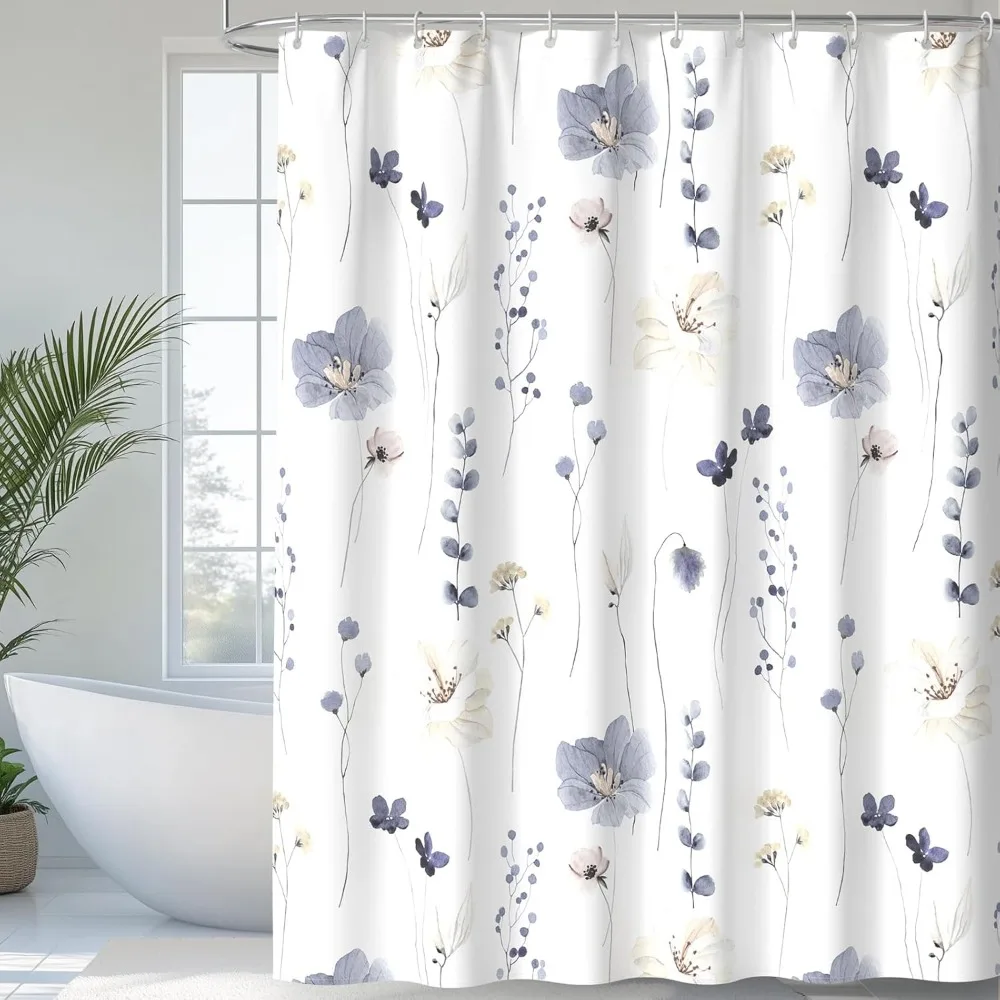 

Занавеска для душа qiyi с акварельным цветочным принтом, минималистичная занавеска для ванной комнаты с цветочным принтом, весенние современные занавески для душа, которые можно стирать в машине
