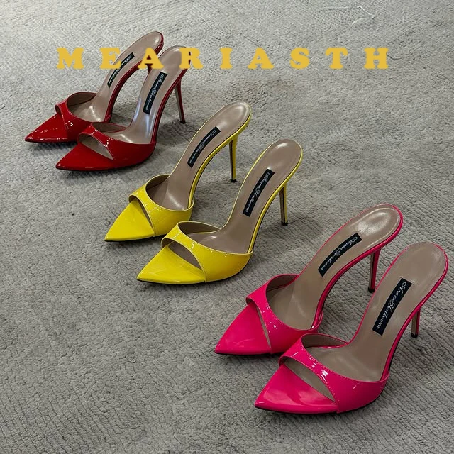 

Сексуальные женские тапочки, лето 2024, туфли-лодочки, шлепанцы, женские сандалии на высоком каблуке золотого, серебряного цвета, большой размер 44, брендовая обувь для вечеринок