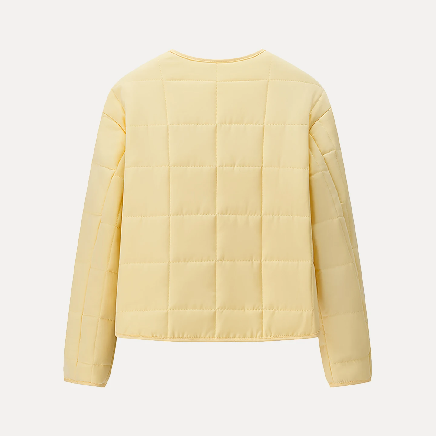 다이나믹 솔리드 컬러 라운드넥 퀼팅 코튼 셔츠 그리드 패턴 여성 가을 신상 출퇴근용 스트레이트 튜브 긴팔