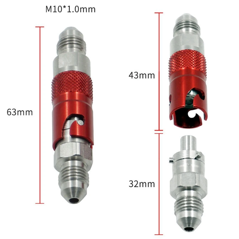 An3 Motorcycle Brake Line Hose Fluid Quick Release Connect Fitting Adapter Kit Red