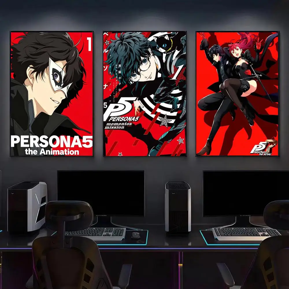 Video Game P-Persona 5 Poster Modern Aesthetic Gaming Room Decor Canvas Wall Art Poster Cool Room Stuff