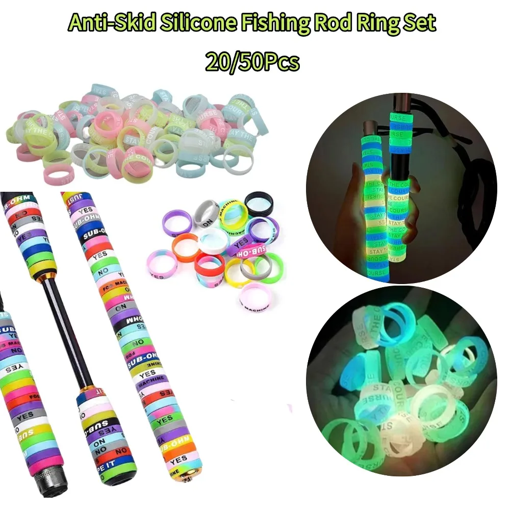 20/50Pcs Anti-Skid Silicone Fishing Rod Handle Rings Stopper O-shaped Rubber Rings Set Protector Grip Sleeve Fishing Accessories