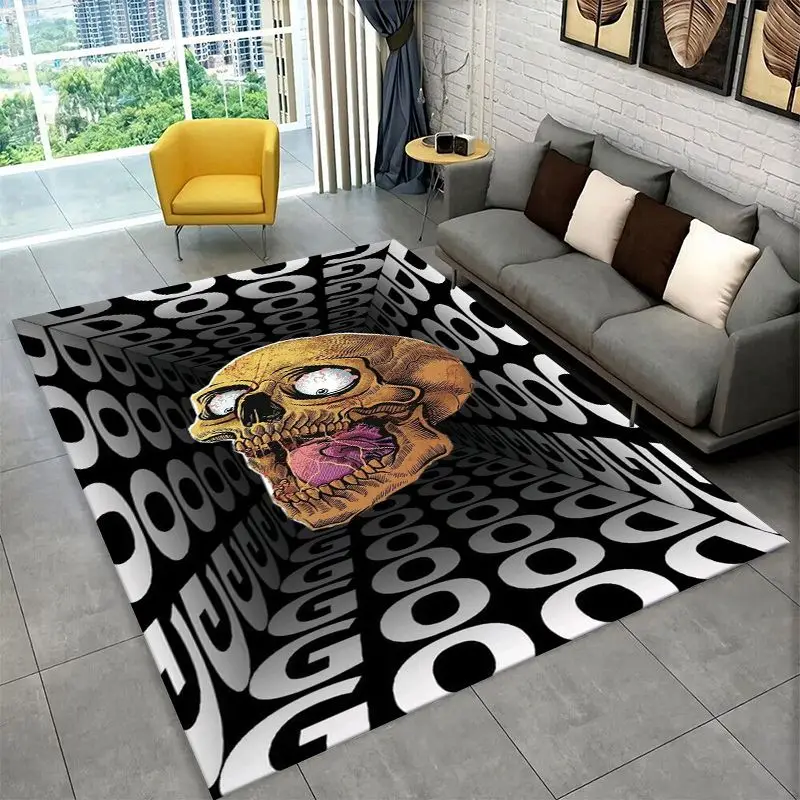 Horror Skeleton Skull Gothic Large Area Rug Non-slip Durable Carpet for Bedroom Living Room Sofa Doormat Home Decor Floor Mat - view 3
