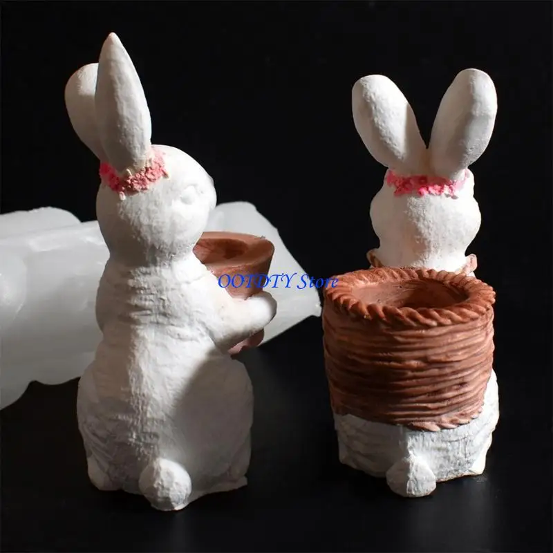 

367A силиконовая форма с пасхальными кроликами для ароматерапевтических свечей, декоративное ремесло и украшение дома