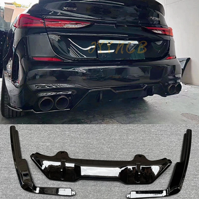 For BMW F44 M235i 2020-2022 M Sport Rear Lip Diffuser ABS Gloss Black Car Body Kit Bumper Parts Spoiler