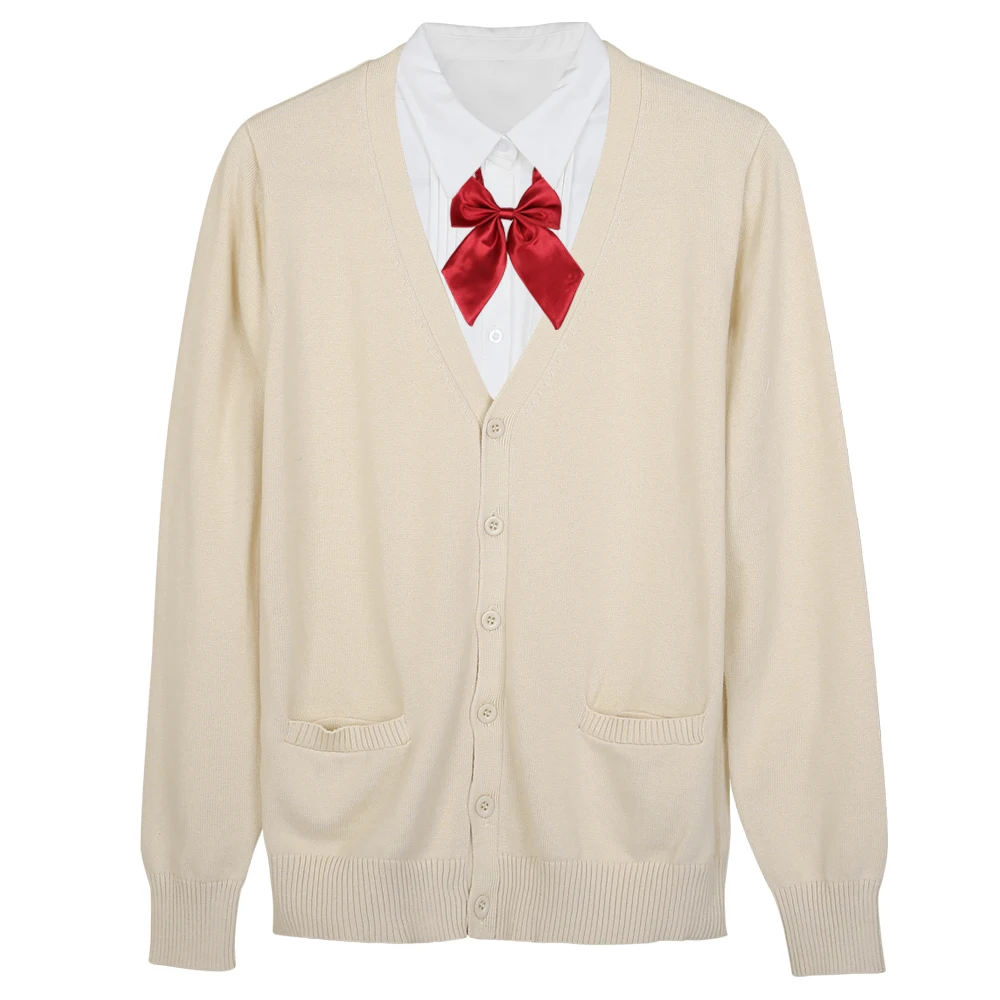 

Anime Cosplay Women's Knitted Sweater Cardigan School Uniform Sweater Cardigans V-Neck Long Sleeve Button Down Knit with Pockets