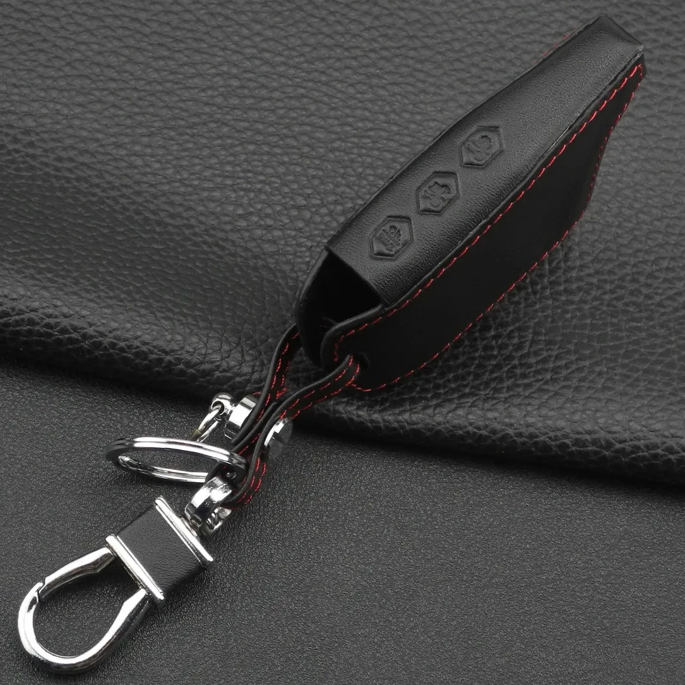 jingyuqin 3 Buttons Leather Car-Styling Key Cover Case For Starline B9 B6 A91 A61 Twage Two Way Car Alarm System keychain
