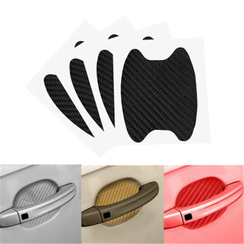 4Pcs/Set Car Door Handle Sticker Carbon Fiber Scratches Resistant Cover Auto Handle Protection Film Exterior Styling Accessories