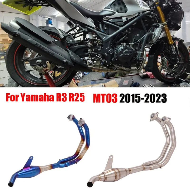 

For Yamaha YZF R3 R25 MT03 2015 - 2023 Years Motorcycle Exhaust Escape Moto Full Systems Front Middle Link Pipe