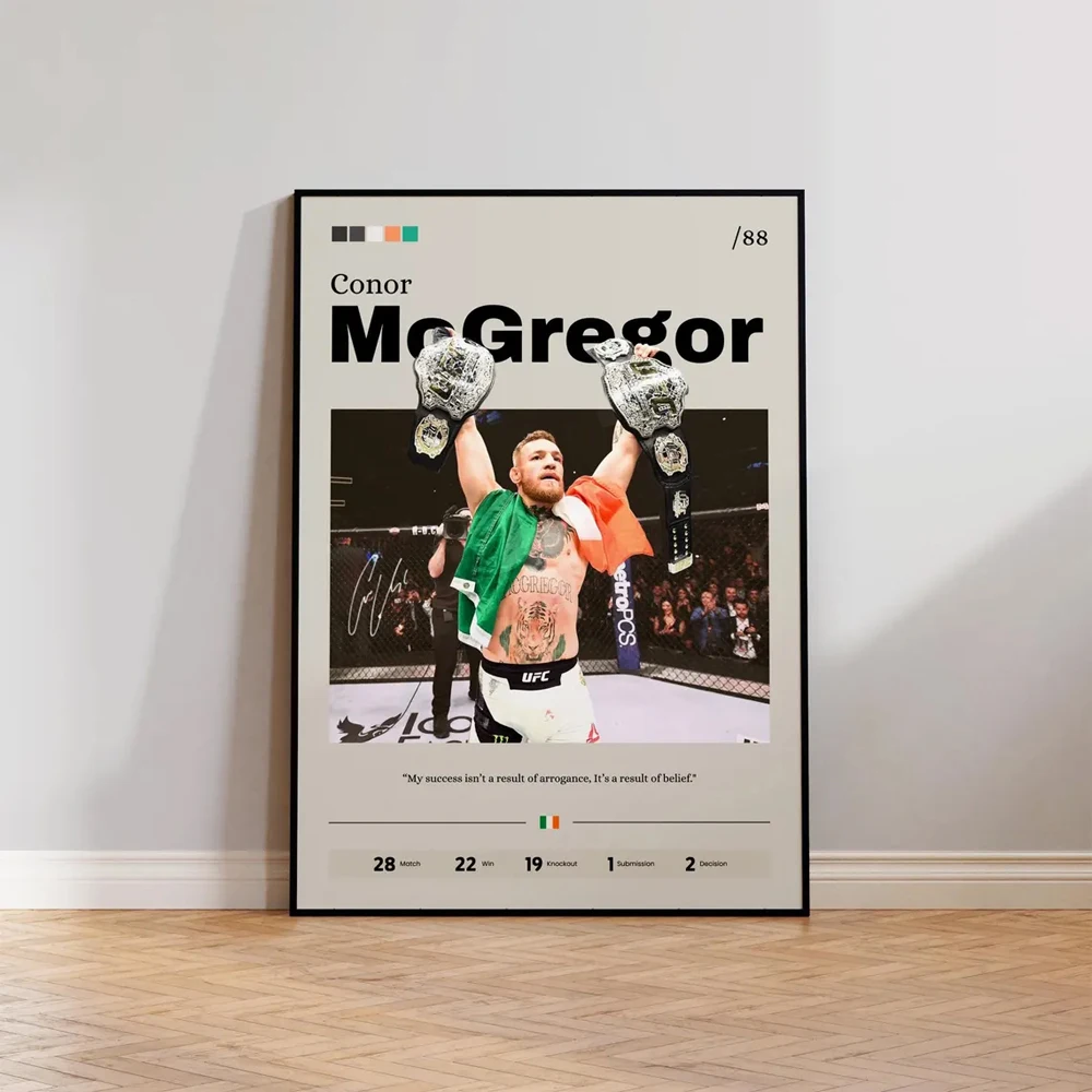 Sports Posters Canvas Painting Mixed Martial Wall Art for Home Living Room Bedroom Gym Decor 1PC Frameless Vintage UFC Fighter